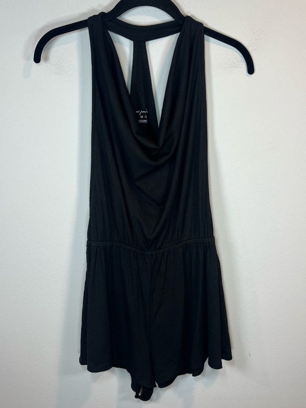 Urban Outfitters Black Sleeveless Romper with Draped Neck